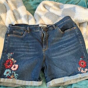 Embroidered Denim Women's Shorts